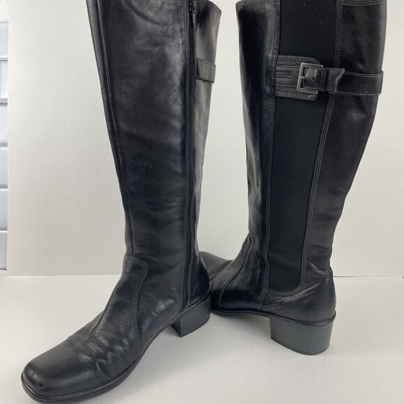 Clark’s Active Elastic Insert Knee Length Leather Boots Womens Sz 9.5M - Picture 1 of 7